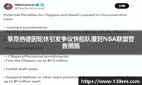 莱昂纳德因轮休引发争议快船队遭到NBA联盟警告措施
